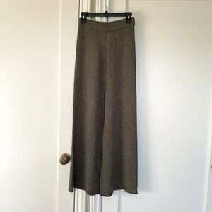 STAUD Brown Daisy Glitter Knit Stretch Flare Leg Pants